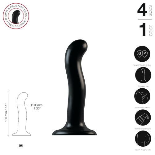 Насадка для страпону силіконова чорного кольору Strap On Me P&amp;amp;G-Spot Dildo розмір M - 3