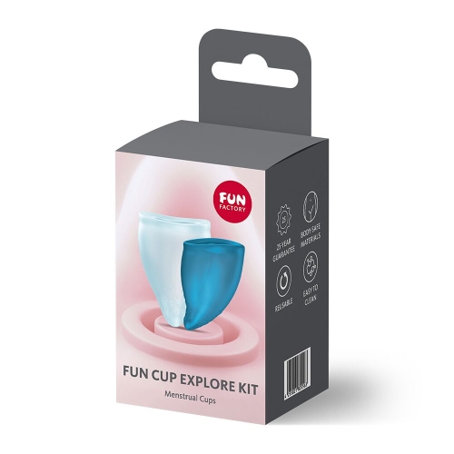 Набор менструальных чаш на 20 и 30 мл голубая и бирюзовая Fun Factory FUN CUP EXPLORE KIT 2 штуки - 7
