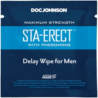 Пролонгирующая салфетка для пениса с феромонами Doc Johnson Sta-Erect Delay Wipe For Men