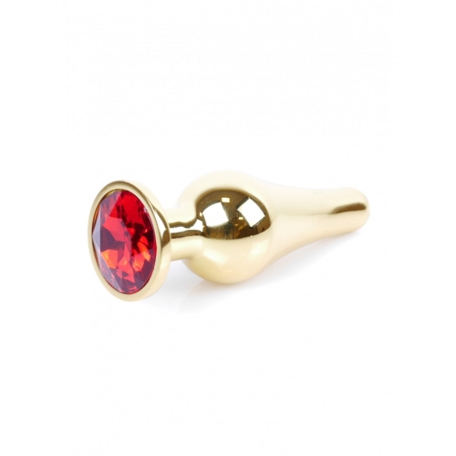 Анальная пробка золотистого цвета с красным камнем Boss series Jewellery - 7
