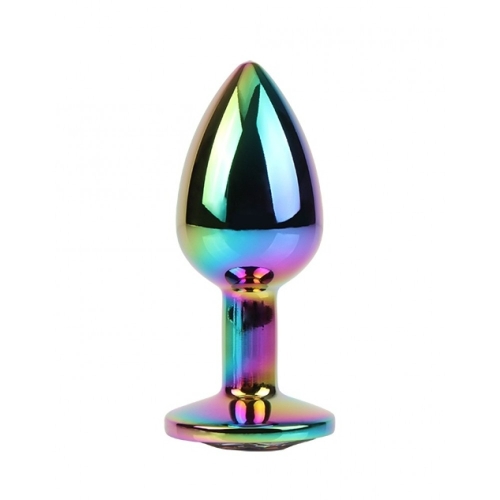 Металева анальна пробка із кристалом S різнокольорова Rainbow Gem Chisa - 2