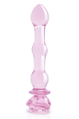 Стеклянный фаллоимитатор в форме бутона розы с бусинами розовый Dream Toys Glaze Glass - 2