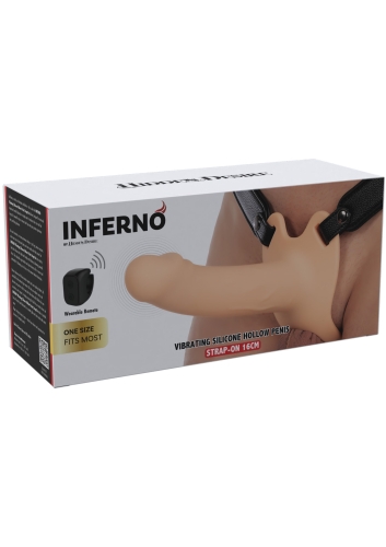 Полый виброфаллопротез ременной с пультом бежевый Hidden Desire Inferno - 4