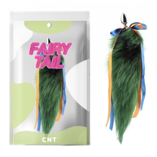 Анальная пробка с пушистым зеленым хвостом Detachable Fluffy Fox Tail Plug Green 18.5