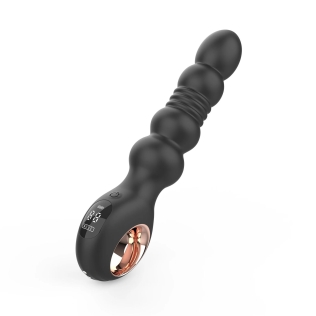 Анальный вибратор с пульсацией черный Loviss Thor Thrusting Anal Plug 2 мотора