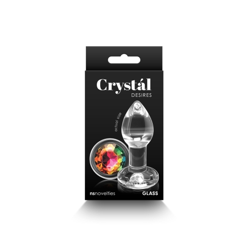 Стеклянная анальная пробка с радужным камушком NS Novelties Crystal - Desires Small - 3