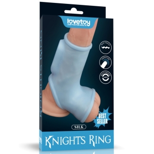 Вибронасадка на член голубого цвета Lovetoy Silk Knights