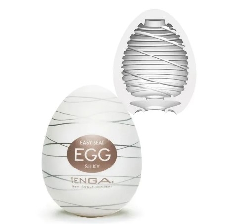 Мастурбатор яйце без вібрації білого кольору Tenga Egg Silky - 1