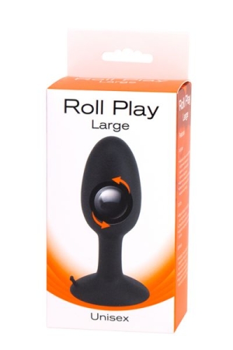 Анальна пробка з внутрішнім кулькою чорна ROLL PLAY LARGE - 2