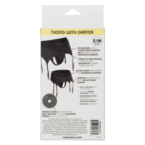 Трусики для страпону з широким поясом чорного кольору California еxotic novelties Boundless Thong with Garter розміри S М - 6