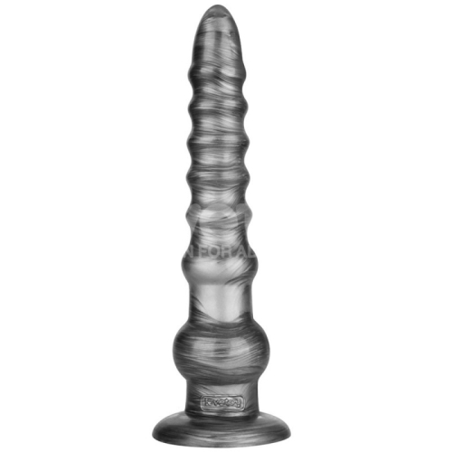 Великий вібратор на присосці сріблястого кольору Lovetoy King Sized Vibrating Vibrax - 2