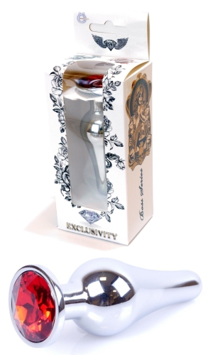Анальная пробка серебристого цвета с кристаллом красного цвета BOSS of TOYS Jewellery BUTT PLUG - 1