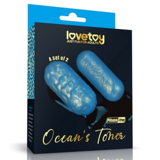 Вагинальные шарики длинной формы для тренировки мышц синего цвета Lovetoy 2 штуки