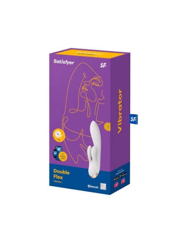 Вибратор кролик для стимуляции точки G и клиторальными ушками белый Satisfyer Double Flex - 4