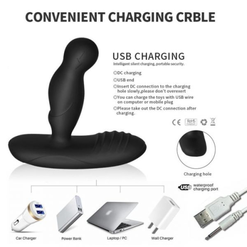 Массажер простаты силиконовый с вибрацией и ротацией ПУ Levett черный - 3