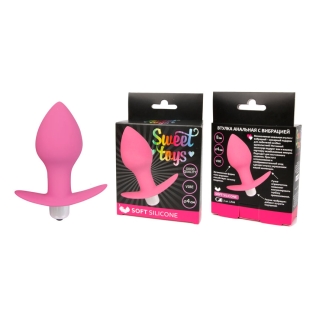 Втулка анальна з вібрацією Sweet Toys L 80 мм d 40 мм, Колір Рожевий