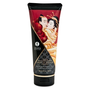Съедобный натуральный массажный крем с вкусом игристое клубничное вино Shunga Erotic art 200 мл