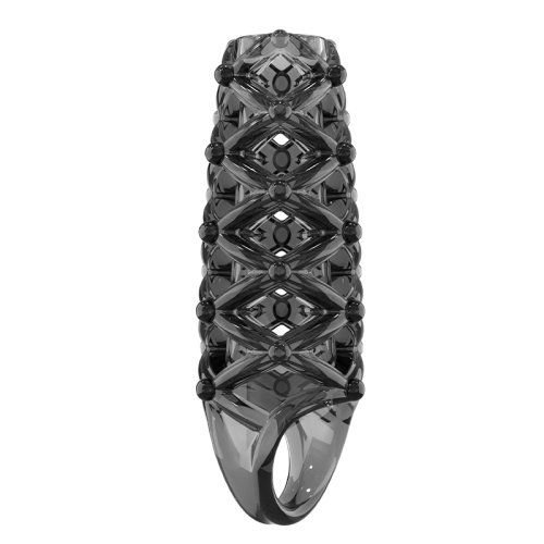 Стимулирующая насадка на член с пупырышками черная Meleon - Lace Locking Sleeve - 4