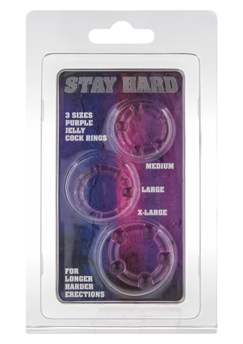 Набор из 3 шт эрекционных колец без вибрации фиолетовые STAY HARD - Three Rings Purple - 1