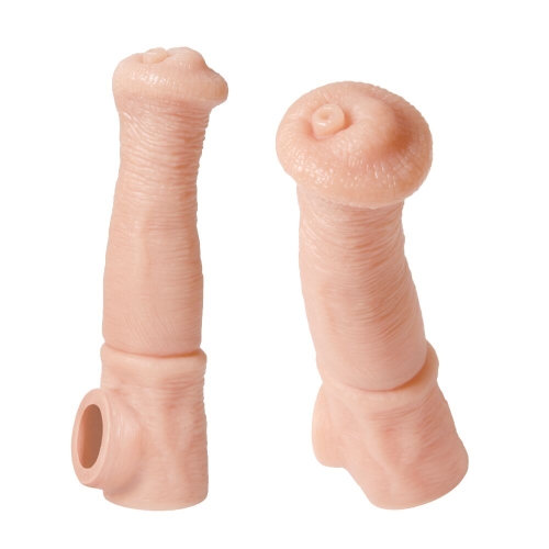 Насадка на член із петлею для мошонки тілесна Kokos Cock Sleeve CS 012 розмір L - 2