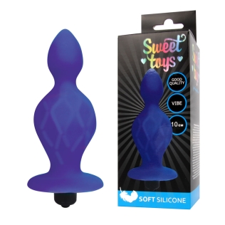 Втулка анальна з вібрацією Sweet Toys L 100 мм D 25x45 мм, Колір Синій