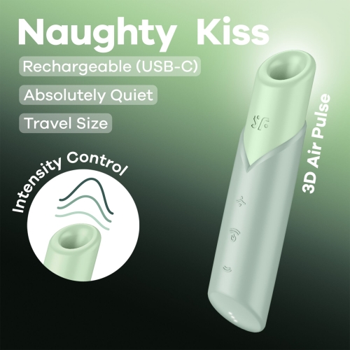 Вакуумный стимулятор для клитора зеленого цвета Satisfyer Naughty Kiss - 6