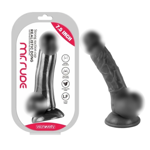 Фаллоимитатор реалистик на присоске Realistic Dong Black Mr. Rude 7.5 черный - 1
