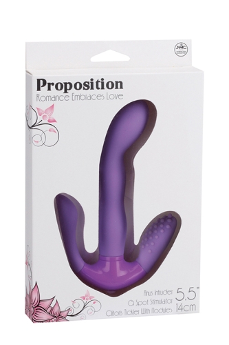Вібромасажер 3 в 1 анус, точка G, і клітор фіолетовий PROPOSITION G-SPOT STIMULATOR - 2