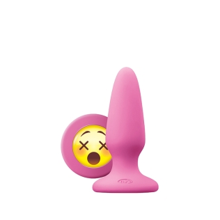 Анальний силіконовий затор рожевого кольору із заглушкою смайликом NS Novelties Mojis wtf medium