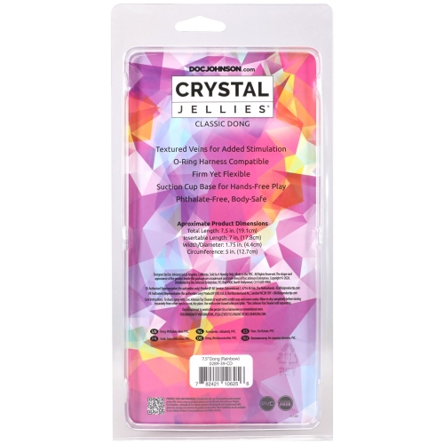 Фалоімітатор реалістичний на присосці райдужний Doc Johnson Crystal Jellies - 7.5 - 6