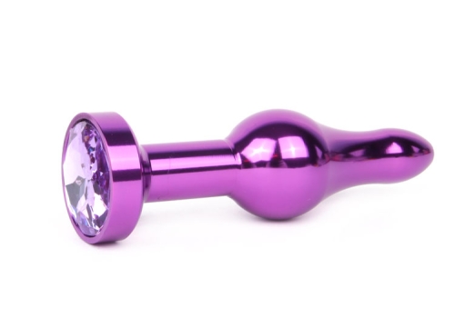 Анальна пробка металева Jewelry фіолетова L 10,3 см D 2,8 см з світло-фіолетовим кристалом - 1
