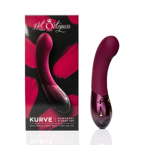 Вибратор для точки G бордовый Hot Octopuss KURVE 2 мотора мягкий кончик - 9