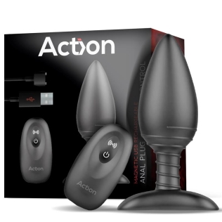Анальная вибропробка с пультом управления Action Asher Butt Plug черного цвета