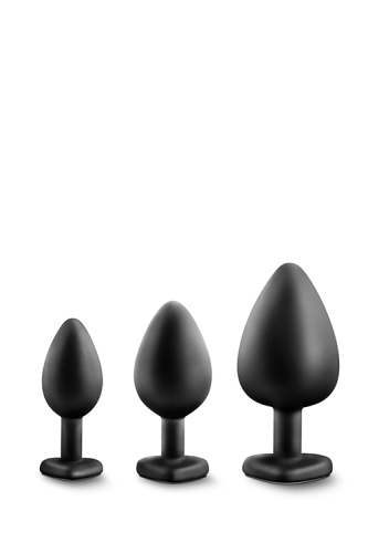 Набір анальних пробок чорного кольору з кристалом LUXE BLING PLUGS TRAINING KIT - 3
