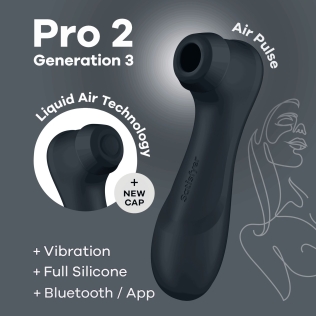 Вакуумный клиторальный стимулятор с вибрацией темно серого цвета Satisfyer Pro 2 Generation 3 Connect App