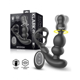 Вибромассажер простаты с функцией вращения черный Intoyou Klark Waving Vibrating Anal Plug