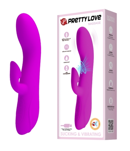 Вібратор з вакуумною стимуляцією клітора силіконовий рожевий Pretty Love Massage - 1