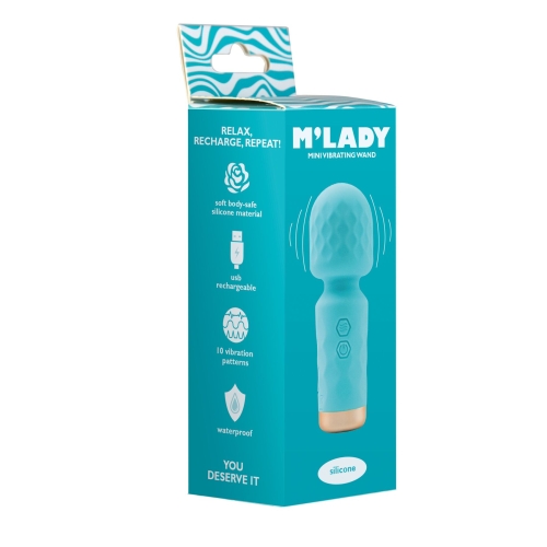 Вибромассажер Ванд мини бирюзовый BMS Factory M’Lady Mini Vibrating Wand - 4