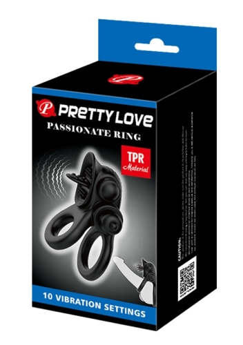 Ерекційне кільце з вібрацією чорне Pretty Love passionate Ring - 10