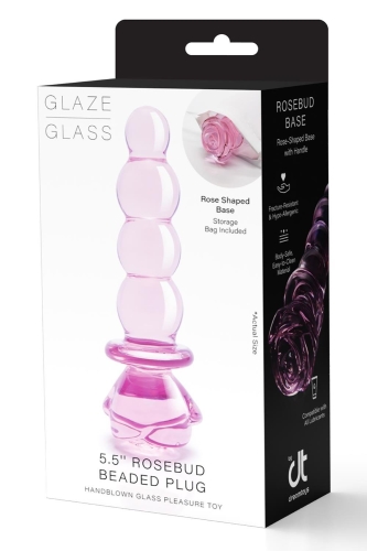 Фаллоимитатор елочка в форме бутона розы из стекла розового цвета Dream Toys Glaze Glass - 8
