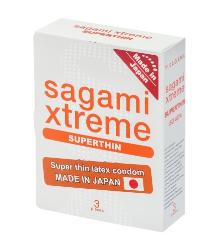 Презервативы супертонкие из натурального латекса Sagami Xtreme Superthhin 3 штуки - 1