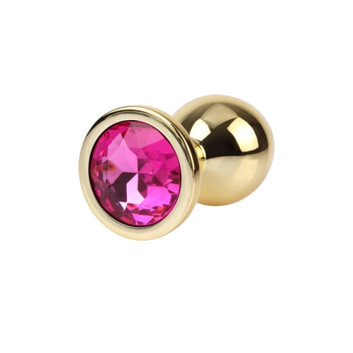 Анальна пробка золота з малиновим каменем Rosy Gem Gold Plug Medium - 3