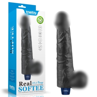 Вібратор реалістичний чорного кольору Lovetoy REAL SOFTEE