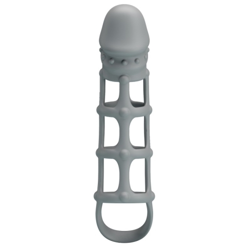 Насадка для пеніса з петлею для мошонки сіра LYBAILE Penis Sleeve Ball Strap - 2