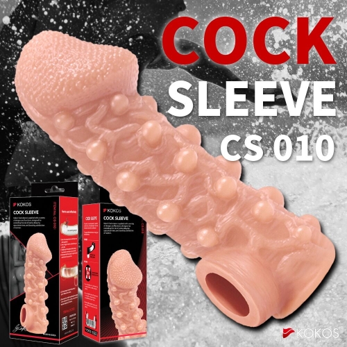Насадка на член з отвором для мошонки та пухирцями тілесного кольору Kokos Cock Sleeve CS 010 розмір L - 8