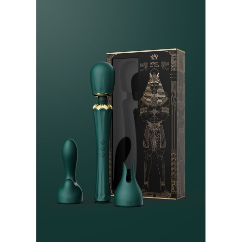 Вибромассажер Ванд в форме микрофона с насадками зеленого цвета Zalo Kyro Wand Turquoise - 9