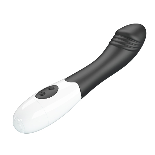 Вібратор для точки G ребристий чорно-білий Lybaile Pretty Love Elemental Vibrator - 7