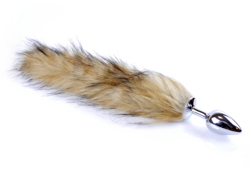 Анальная пробка серебристого цвета с хвостом коричневого цвета Boss Series Boss of toys Fox Tail Brown размер XL - 4