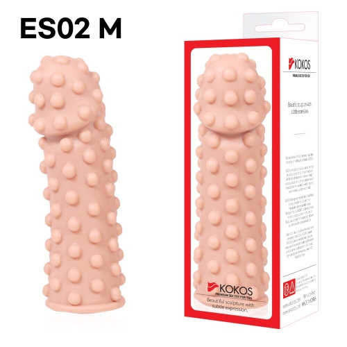Насадка на член з пухирцями тілесного кольору Kokos Extreme Sleeve ES.02 розмір M - 4