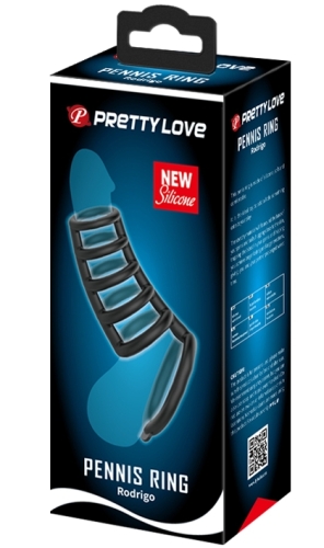 Силіконова стимулююча насадка на пеніс чорна Pretty Love Penis Ring Rodrigo - 10